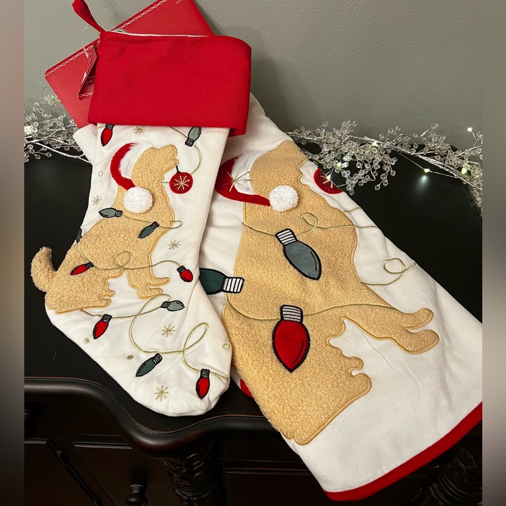 Christmas Decor Bundle Golden Retriever, Goldendoodle, Lab Tree Skirt & Stocking